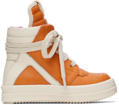 Rick Owens Baby Orange & Off-White Geobasket Sneakers