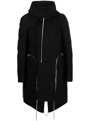 Rick Owens Bauhaus Fishtail hooded coat - Black