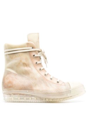 Rick Owens Beige Distressed Effect Lace Up Sneakers - Neutrals