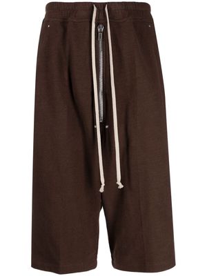 Rick Owens Bela drop-crotch cotton shorts - Brown