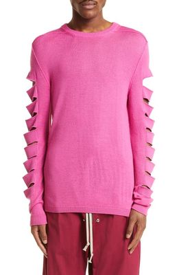Rick Owens Biker Level Spartan Knit Wool & Cotton Sweater in Hot Pink