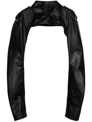 Rick Owens biker-sleeves cropped leather jacket - Black