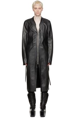 Rick Owens Black Paneled Leather Coat