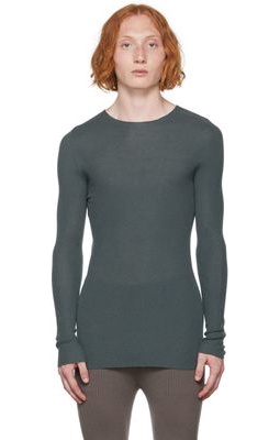 Rick Owens Blue Ribbed Sweater