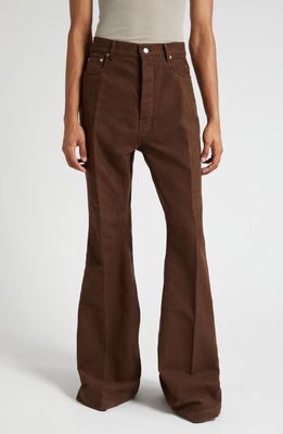 Rick Owens Bolan Bootcut Cotton Canvas Pants in Brown