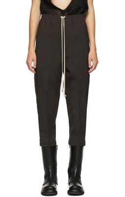 Rick Owens Brown Cropped Astaire Drawstring Trousers