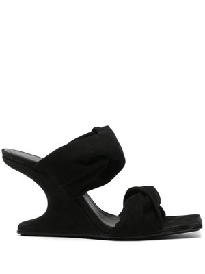Rick Owens Cantilever 8 110mm twisted suede mules - Black