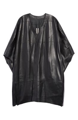 Rick Owens Cape Sleeve Lambskin Leather Peacoat in Black