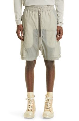 Rick Owens Cargobela Check Nylon Shorts in Pearl