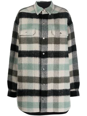 Rick Owens check-pattern knitted overshirt - Green
