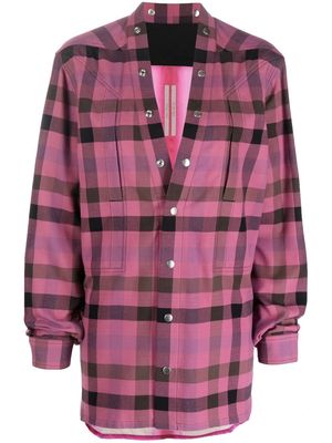 Rick Owens check-print long-sleeve shirt - Pink