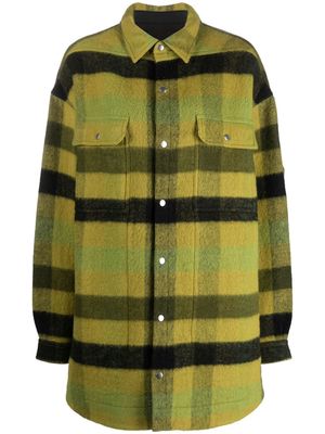 Rick Owens check wool shirt jacket - Green