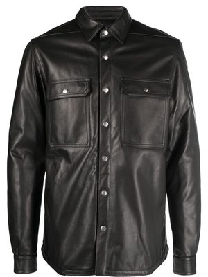 Rick Owens chest-pocket leather shirt jacket - Black