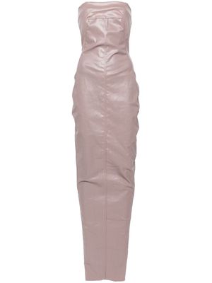 Rick Owens coated-denim strapless bustier gown - Pink