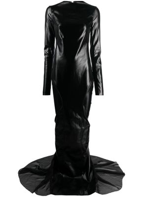 Rick Owens coated long-sleeved gown - Black