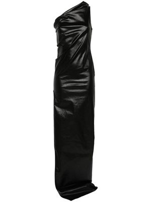 Rick Owens coated one-shoulder maxi dress - Black