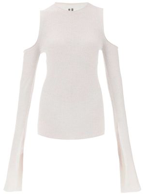 Rick Owens cold-shoulder virgin-wool top - White