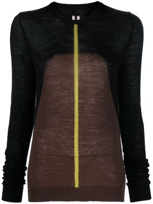 Rick Owens colour-block fine-knit jumper - Black