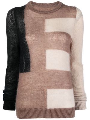 Rick Owens colour-block knit jumper - Grey