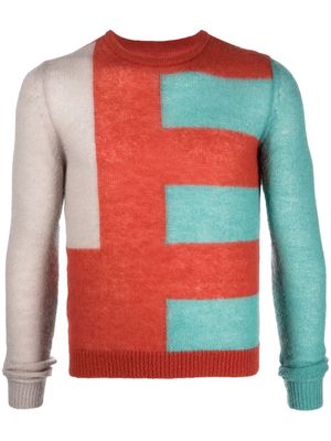 Rick Owens colour-block knitted sweater - Orange