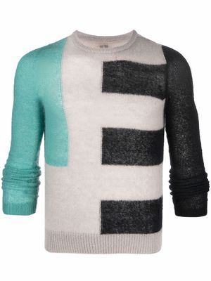 Rick Owens colour-block striped jumper - Grey