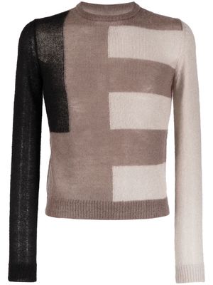 Rick Owens colour-blocked striped jumper - Grey