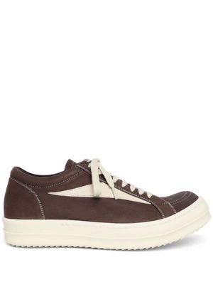 Rick Owens contrast-stitching leather sneakers - Brown