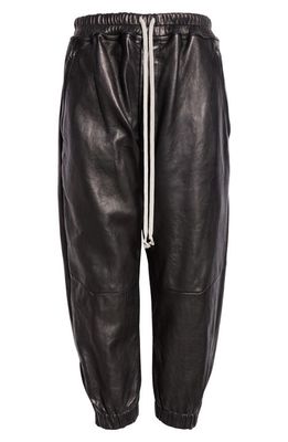 Rick Owens Crop Leather Joggers in Black