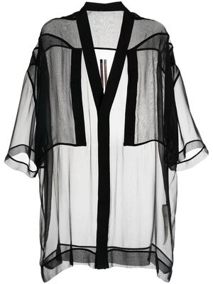 Rick Owens cropped-sleeve silk shirt jacket - Black