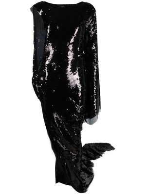 Rick Owens cut-out asymmetric sequined gown - Black