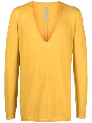 Rick Owens deep V-neck cashmere jumper - Yellow