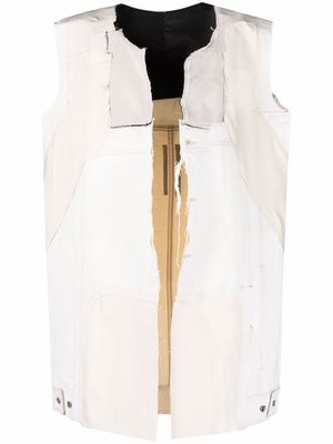 Rick Owens distressed open front coat - White