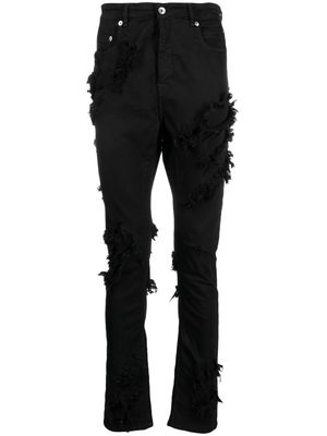 Rick Owens distressed slim-cut jeans - Black