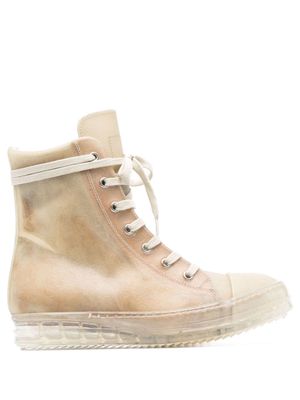 Rick Owens distressed transparent-sole sneakers - Neutrals