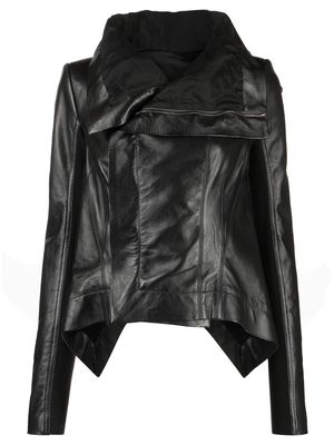Rick Owens draped leather jacket - Black