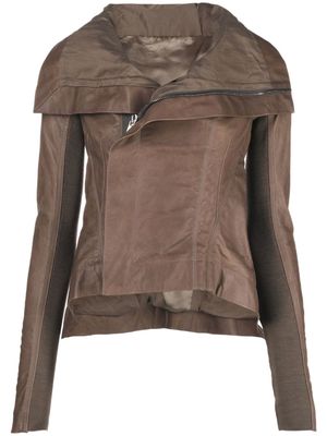 Rick Owens draped leather jacket - Brown