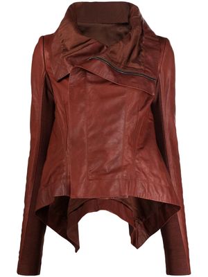 Rick Owens draped leather jacket - Red