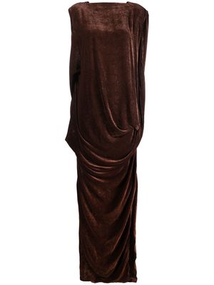Rick Owens draped sleeveless maxi dress - Brown