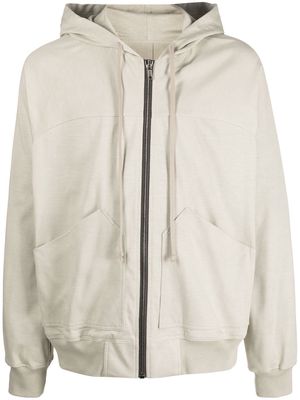 Rick Owens drawstring cotton zip-up hoodie - Neutrals