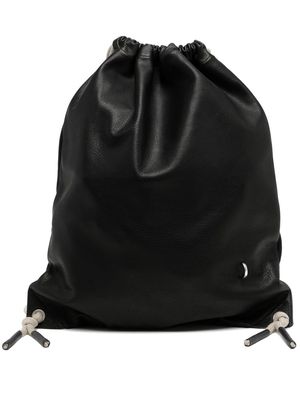 Rick Owens drawstring leather backpack - Black