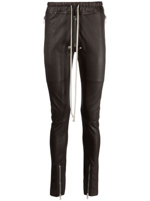 Rick Owens drawstring leather skinny trousers - Brown