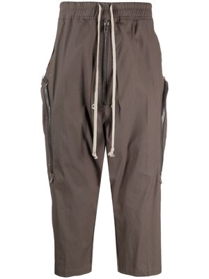 Rick Owens drawstring-waist cropped cotton trousers - Brown