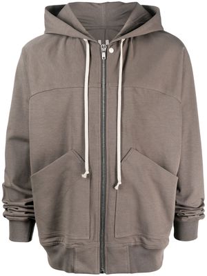 Rick Owens drawstring zip-up hoodie - Brown