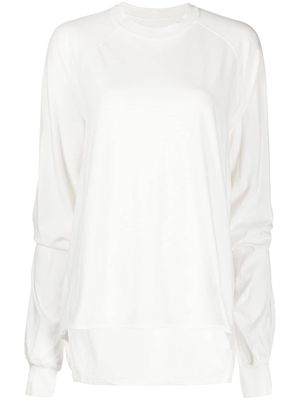 Rick Owens DRKSHDW asymmetric distressed cotton sweatshirt - White
