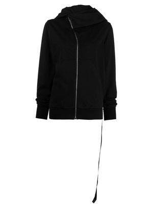 Rick Owens DRKSHDW asymmetric zip-up cotton hoodie - Black