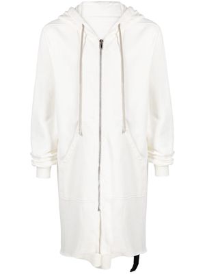 Rick Owens DRKSHDW asymmetric zipped cotton hoodie - White