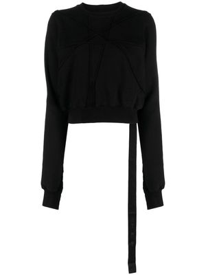 Rick Owens DRKSHDW decorative-stitching organic cotton cropped sweatshirt - Black