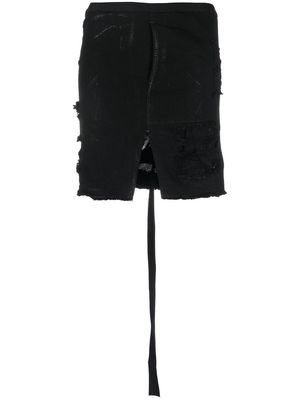 Rick Owens DRKSHDW distressed denim mini skirt - Black