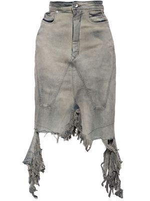 Rick Owens DRKSHDW distressed denim skirt - Blue