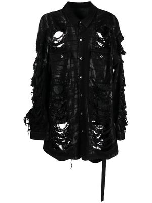 Rick Owens DRKSHDW distressed-effect coat - Black